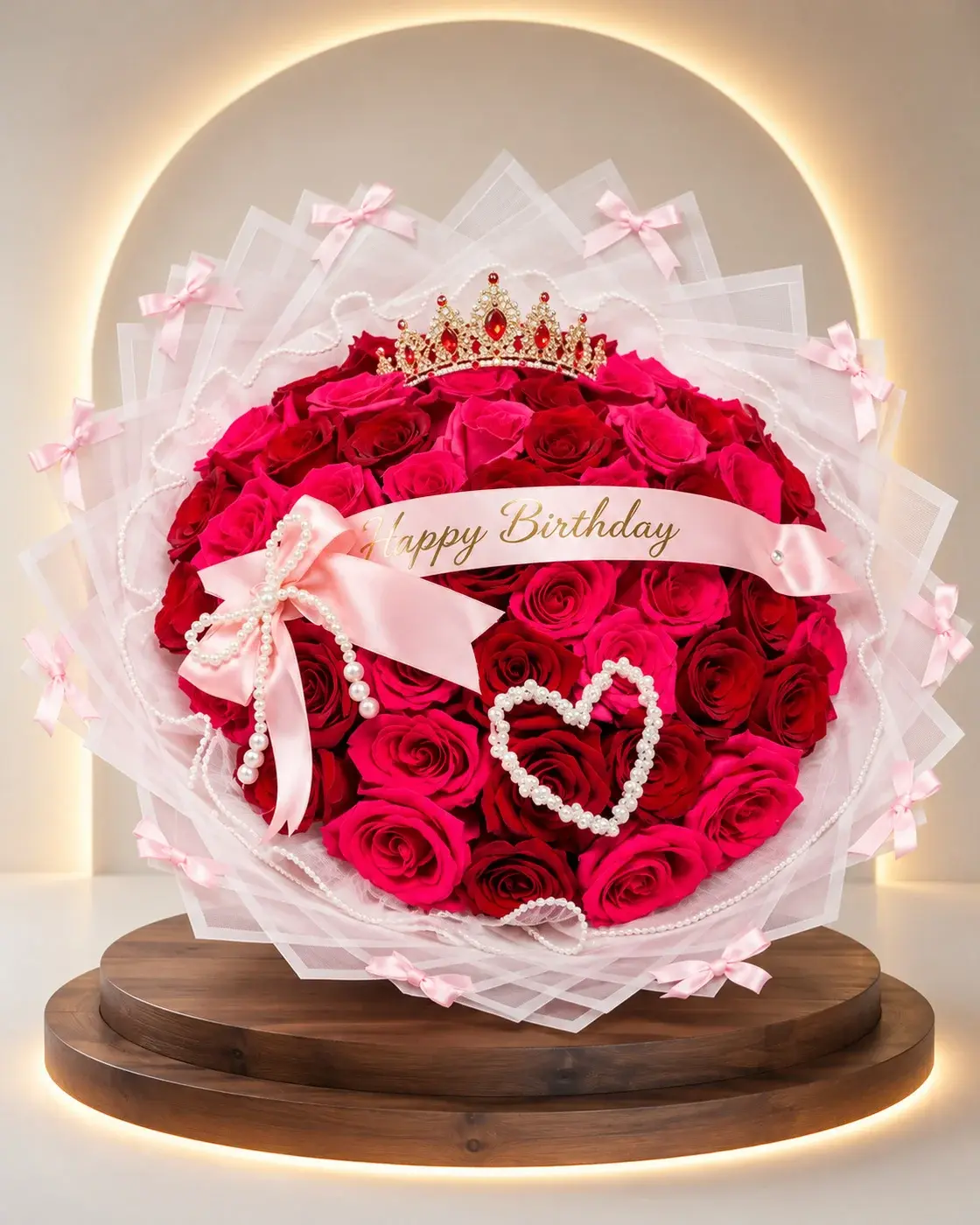 Birthday Pearl Heart Bouquet, arreglo completo · Lovely Bloom