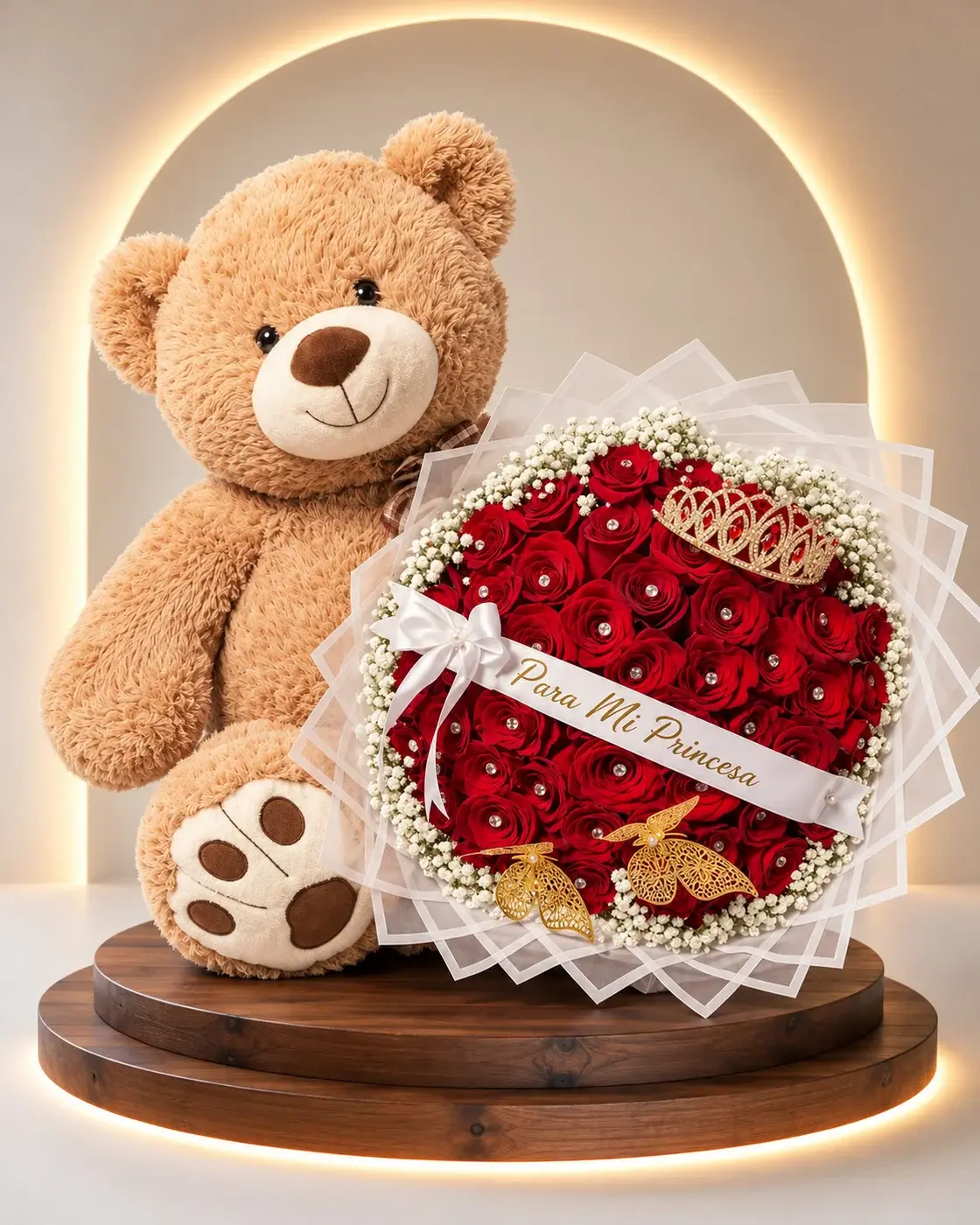 Teddy Bear Princess Bouquet, full arrangement · Lovely Bloom